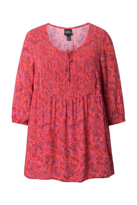 Nabíraná halenka, halenka, kulatý výstřih, 3/4 rukávy, záhyb na zádech