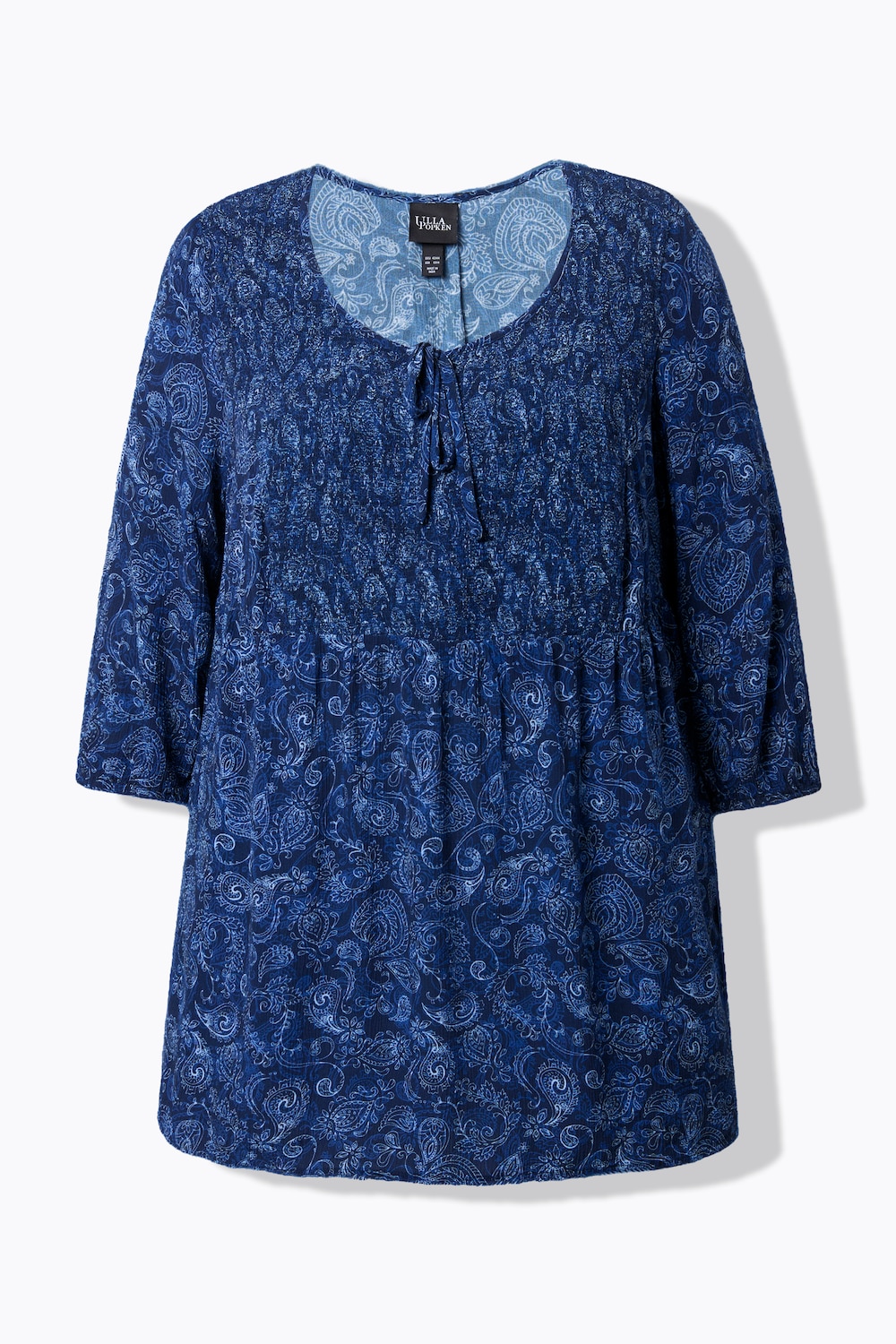 Stora storlekar Blus med smock, Dam, blå, storlek: 66/68, Viskos, Ulla Popken