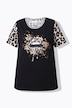 T-shirt, bekvem pasform, læbemotiv, leopard-detaljer