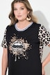 T-shirt, bekvem pasform, læbemotiv, leopard-detaljer