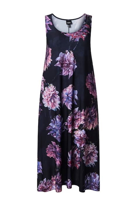 Midi šaty, květinový vzor, kulatý výstřih, bez rukávů