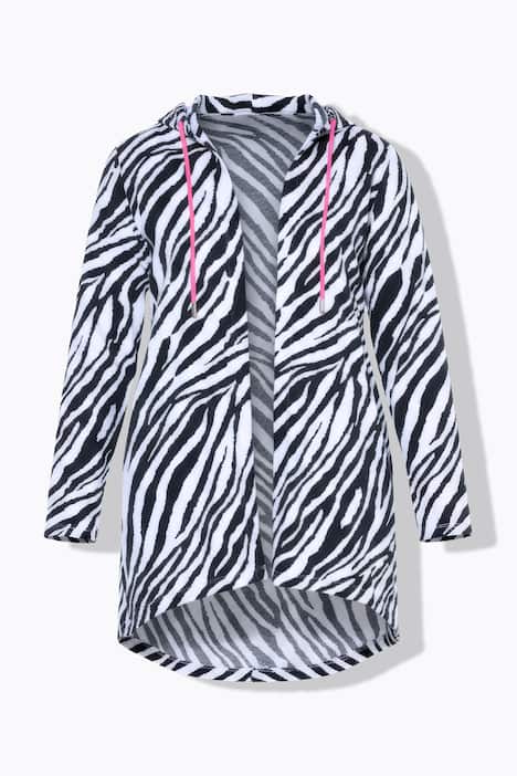 Veste en molleton à capuche, motif animal et coupe ouverte