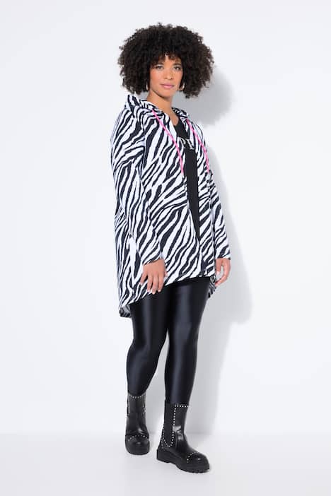 Veste en molleton à capuche, motif animal et coupe ouverte