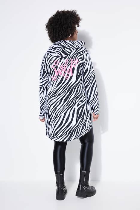 Veste en molleton à capuche, motif animal et coupe ouverte