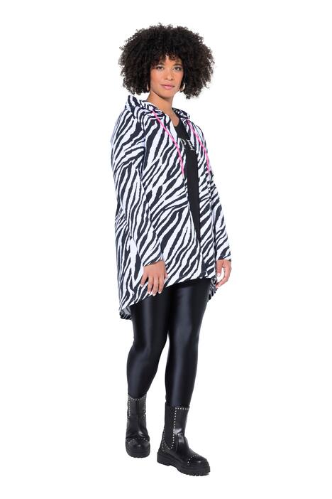 Mikina, otevřený střih, zvířecí vzor, kapuce