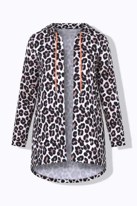 Veste en molleton à capuche, motif animal et coupe ouverte