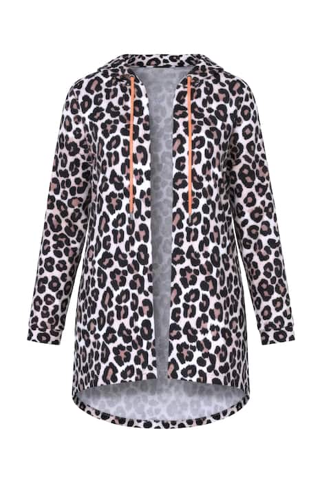 Mikina, otevřený střih, zvířecí vzor, kapuce