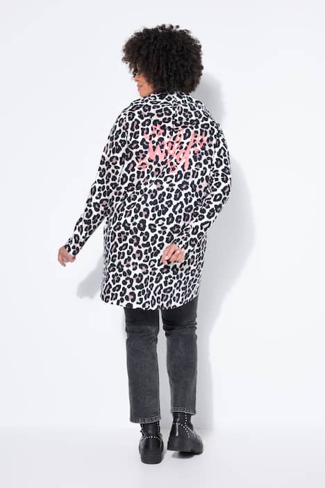 Veste en molleton à capuche, motif animal et coupe ouverte
