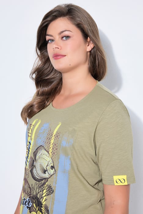 T-shirt con stampa, scollo a girocollo, mezze maniche e OEKO-TEX MIG