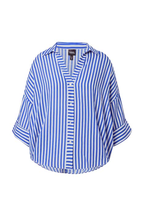 Halenka, pruhovaná, volný střih, V výstřih, 3/4 rukávy