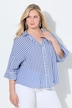 Bluse, Streifen, Oversized, V-Ausschnitt, 3/4-Arm