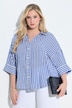 Bluse, Streifen, Oversized, V-Ausschnitt, 3/4-Arm