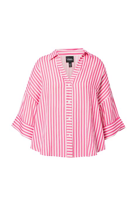 Halenka, pruhovaná, volný střih, V výstřih, 3/4 rukávy