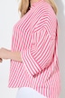 Bluse, Streifen, Oversized, V-Ausschnitt, 3/4-Arm