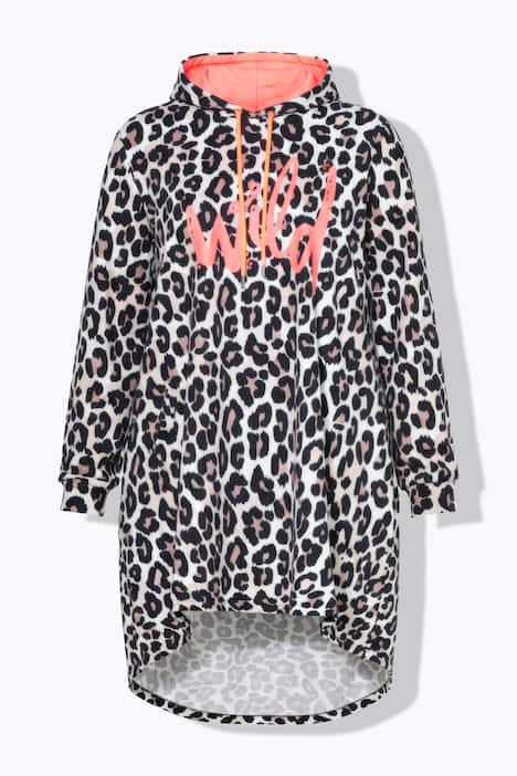 Long-Hoodie, Kapuzensweater, Leo-Muster, WILD