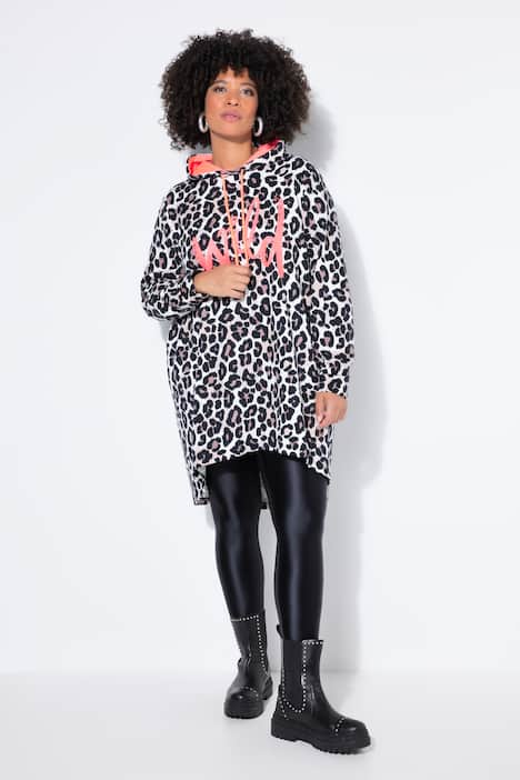 Long-Hoodie, Kapuzensweater, Leo-Muster, WILD