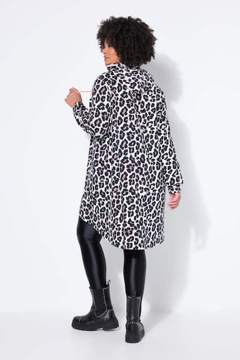 Long-Hoodie, Kapuzensweater, Leo-Muster, WILD