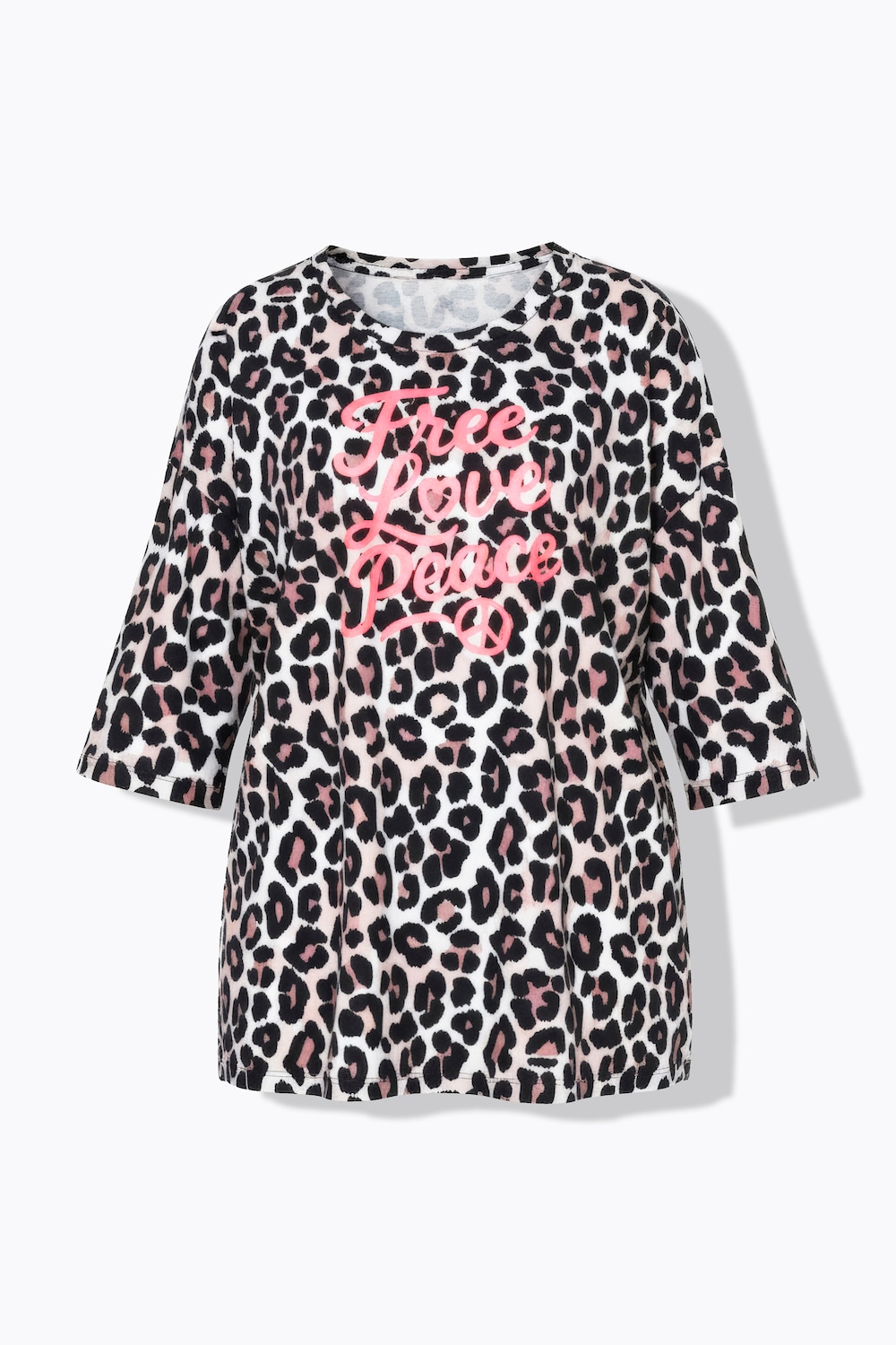 Stora storlekar Leopardmönstrad topp, Dam, grå, storlek: 58/60, Bomull, Angel of Style