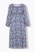 Kleid, Jersey, Blumenmuster, gesmoktes Oberteil, weiter Rock