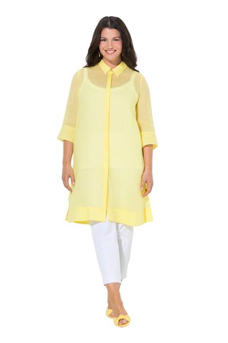 Dlouhá halenka, ramie, košilový límec, 3/4 rukávy