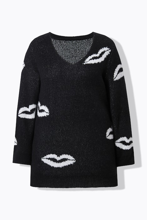 Pullover, Straight Fit, Kussmünder, V-Ausschnitt