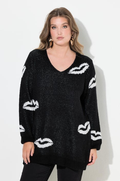 Pullover, Straight Fit, Kussmünder, V-Ausschnitt