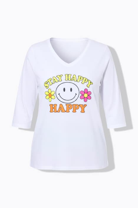 T-Shirt, A-Linie, Neon-Smiley, 3/4-Ärmel