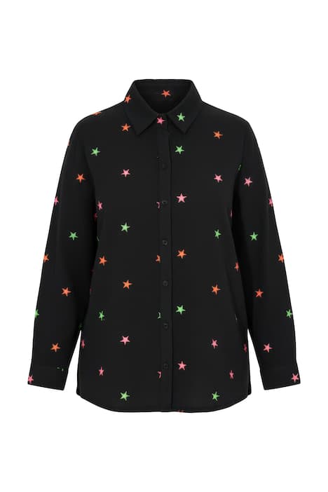 Mušelínová halenka, oversize, výšivka hvězd