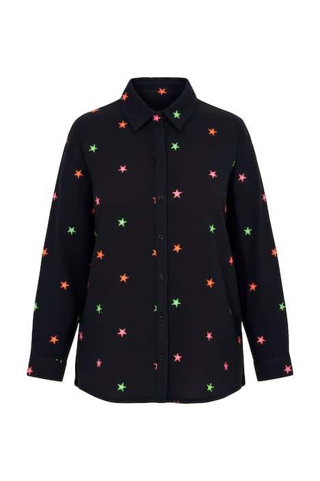 Mušelínová halenka, oversize, výšivka hvězd