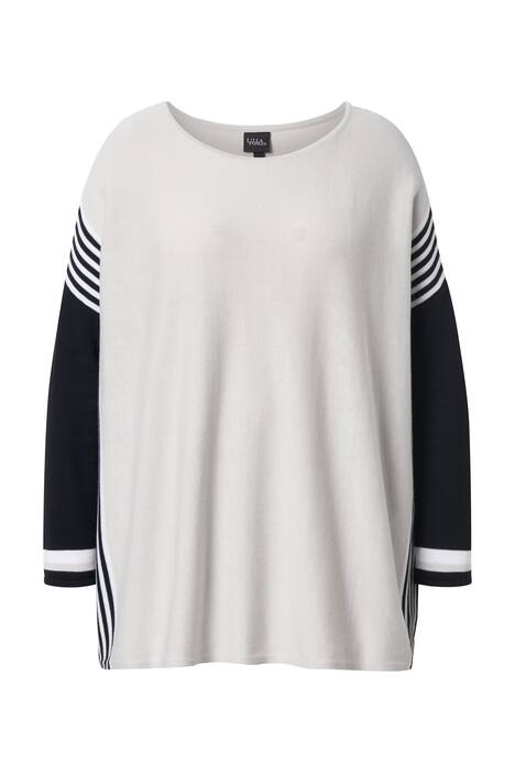 svetr, pruhy, lodičkový výstřih, dlouhé rukávy