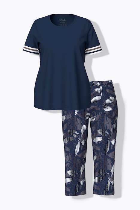 Pyjama, Rundhals, Halbarm, 3/4-Hose, Taschen