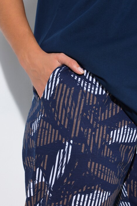 Pyjama, Rundhals, Halbarm, 3/4-Hose, Taschen