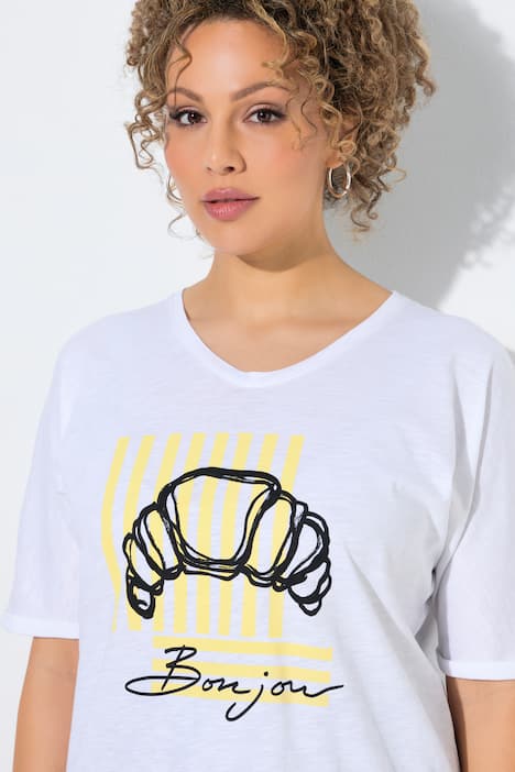 T-skjorte, Croissant, oversized, rund hals, halve ermer