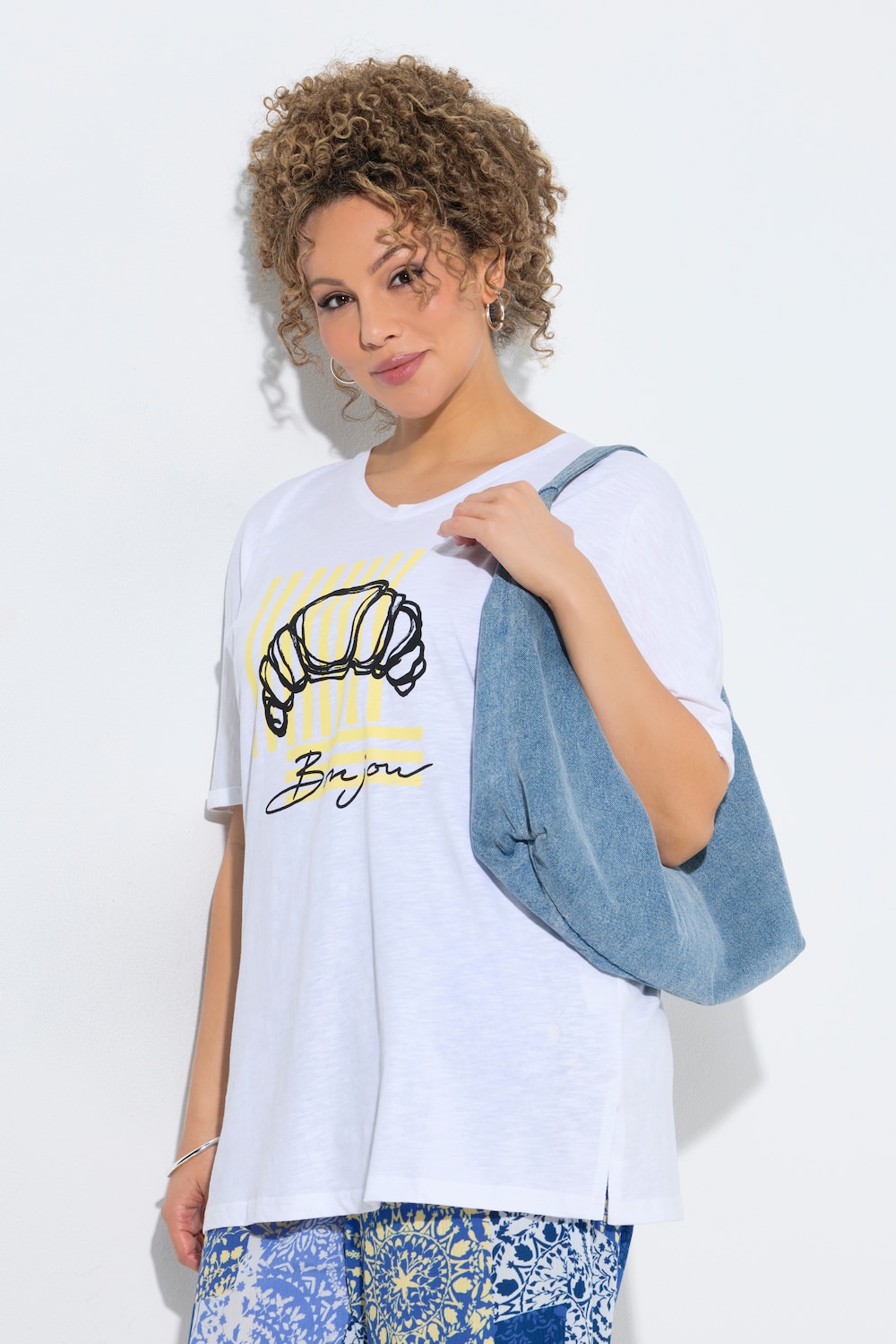 T-skjorte, Croissant, oversized, rund hals, halve ermer