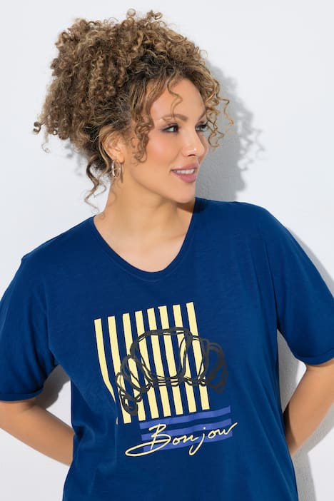 T-skjorte, Croissant, oversized, rund hals, halve ermer