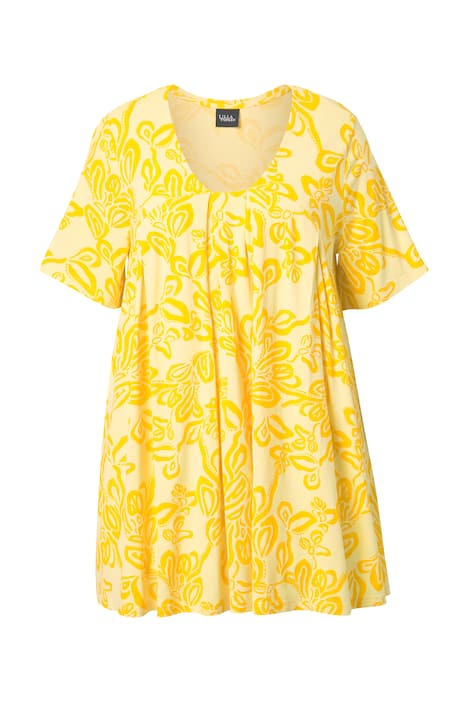 Tričko, ozdobné záhyby, áčkový střih, hranatý výstřih, polodlouhý rukáv