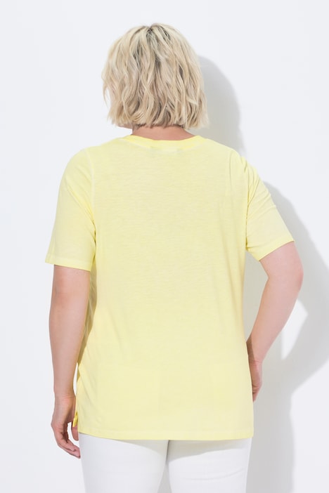 T-shirt, geborduurde zon, Classic, ronde hals, korte mouwen