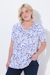 T-shirt, bloemen, sierplooien, V-hals, korte mouwen