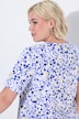 T-shirt, bloemen, sierplooien, V-hals, korte mouwen