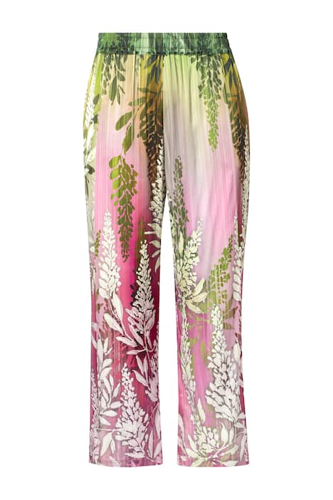 Kalhoty, květinový vzor, široké, rovné nohavice, elastický pas