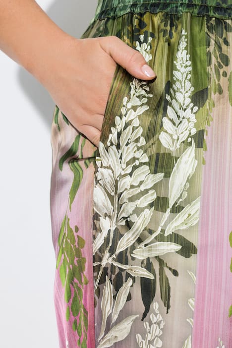 Hose, Blüten, weites, gerades Bein, Elastikbund