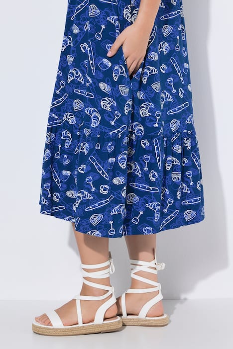 Robe midi sans manches, coupe évasée, décolleté carré légèrement en V