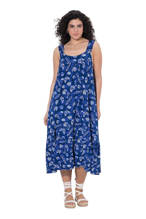 Midi šaty, áčkový střih, Carré V výstřih, bez rukávů