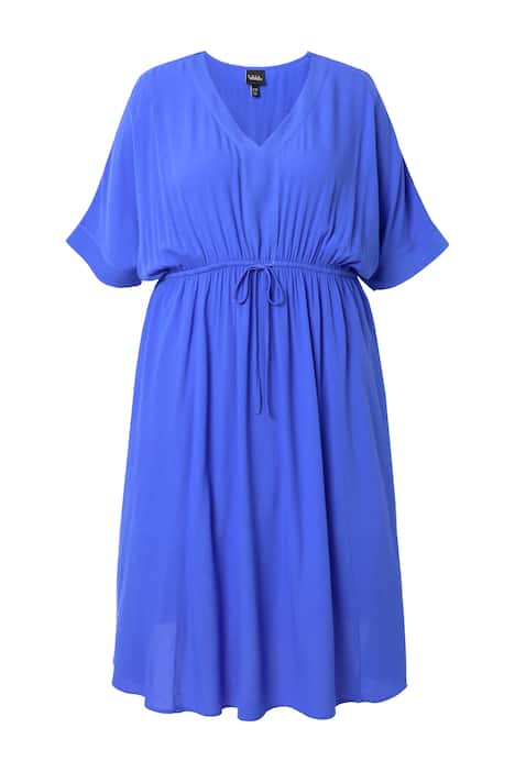 Maxi šaty, ozdobné střapce, áčkový střih, V výstřih, polodlouhý rukáv