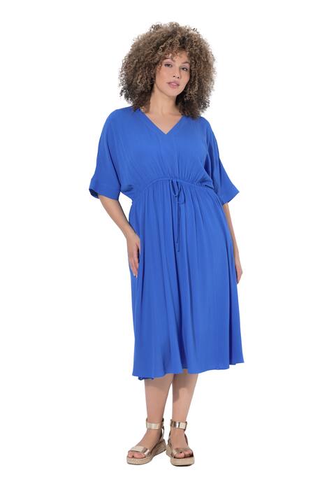 Maxi šaty, ozdobné střapce, áčkový střih, V výstřih, polodlouhý rukáv