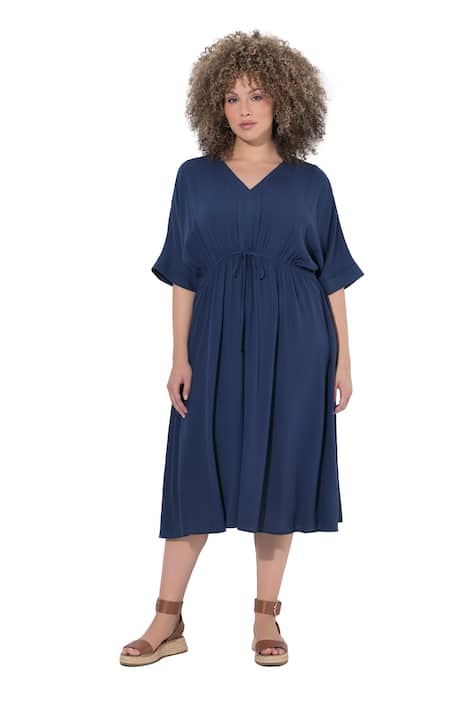 Maxi šaty, ozdobné střapce, áčkový střih, V výstřih, polodlouhý rukáv