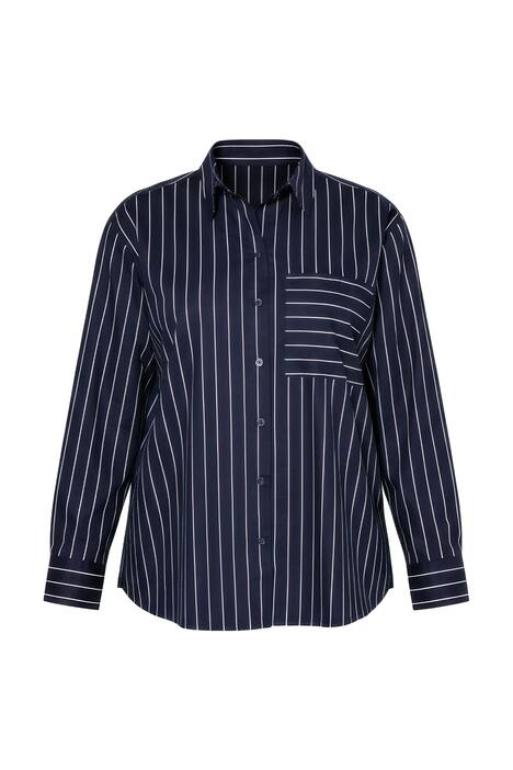 Košilová halenka, oversize, elegantní pruhy, srdce, dlouhé rukávy