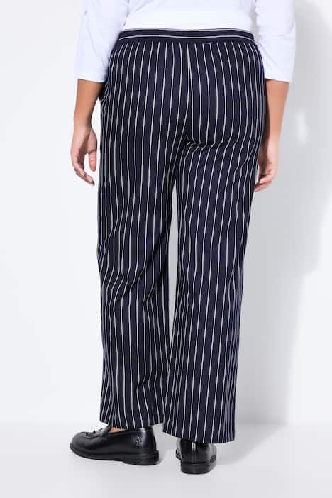 Hose, weites Bein, High Waist, Nadelstreifen
