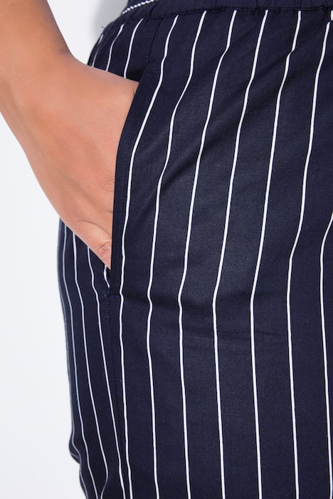 Hose, weites Bein, High Waist, Nadelstreifen