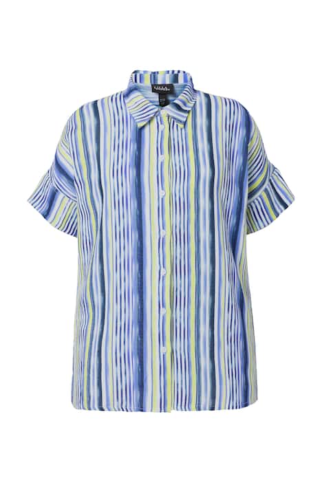 Mušelínová halenka, pruhy, volný střih, košilový límec, polodlouhý rukáv